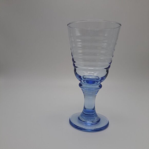 Libbey Sirrus Blue Glass Goblet Ribbed - Picture 4 of 10